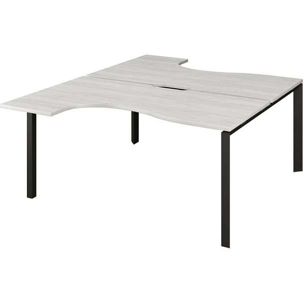 Бенч эргономичный на 2 рабочих места на металлокаркасе НТМП.П.Б2-040 Сосна винтер/Антрацит 1400x2036x750 Аргентум-МП - Вид 1