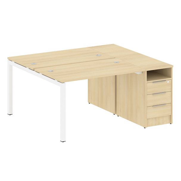 Metal System Quattro Р. ст. с тумбой на П-образном м/к 50БП.РС-СТП-2.2 Акация/Белый металл 1612*1475*750 - Вид 1