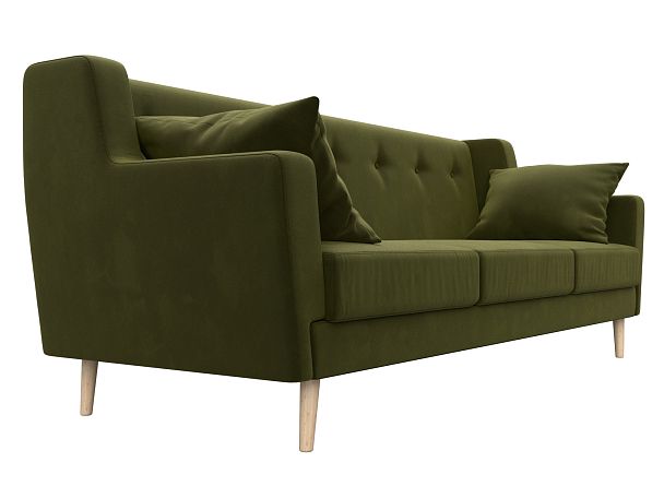 Прямой диван Брайтон 3 (полностью микровельвет зеленый) - Вид 3