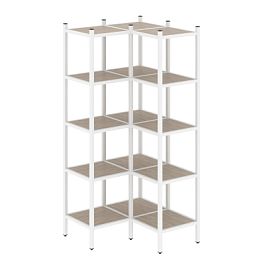 Loft Угловой внутренний стеллаж наборный VR.L-32 Дуб аттик/Белый металл 862*862*1869 - Фото предпросмотра