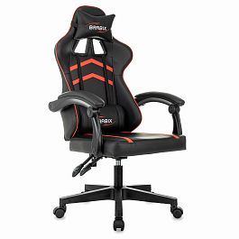 Кресло компьютерное BRABIX "Shooter GM-123", 2 подушки, экокожа, черное/красное, 533190 - Фото предпросмотра