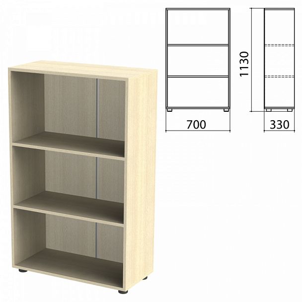 Шкаф (стеллаж) "Канц" 700х330х1130 мм, 2 полки, цвет дуб молочный, ШК39.15 - Вид 1