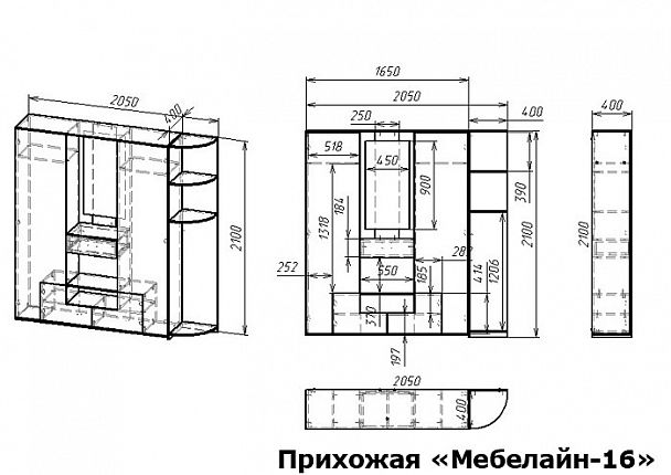 Стенка для прихожей Мебелайн-16 - Вид 2