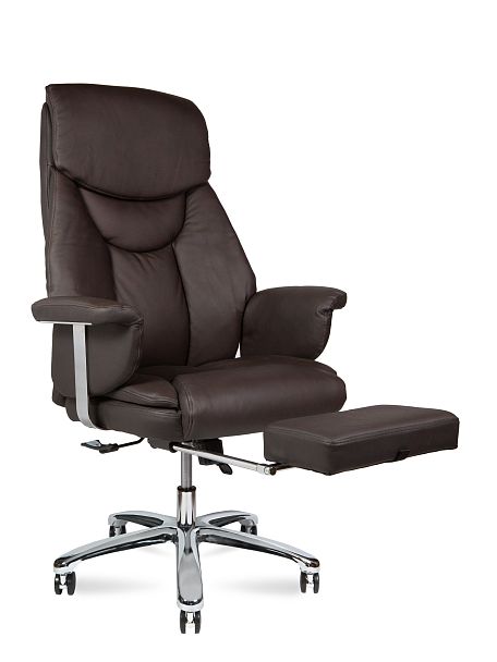 Кресло Парламент / (brown) сталь + хром / темно-коричневая экокожа - Вид 6