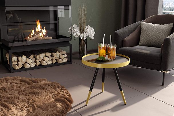 Столик журнальный Sheffilton SHT-CT28 черный муар/золото/черный - Вид 6