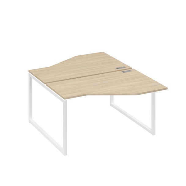 Рабочая станция со столами (2х140) Техно на каркасе QUATTRO A4 А4 Б4 187 БП дуб скандинавский / металлокаркас белый - Вид 1