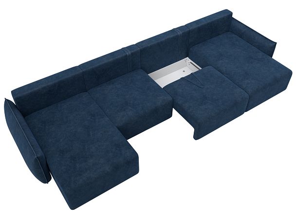 Диван П-образный Лига-051 НПБ Лонг Велюр синий - Вид 7