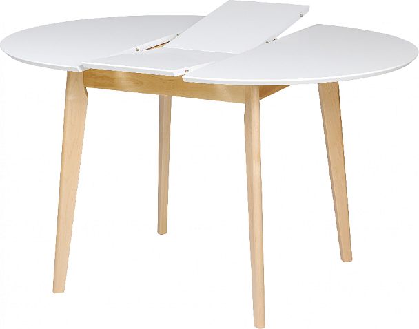 Обеденная группа стол раздвижной Норден D100 Белый/Натуральный и 4 стула Мэти Натуральный/Серый велюр - Вид 6