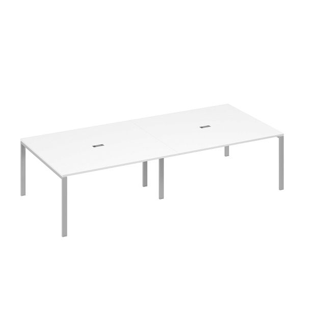 Стол 320x144 опоры UNO в переговорную A4 А4 Б1 136-2 БП белый премиум / металлокаркас серый - Вид 1