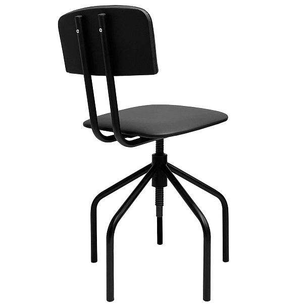 Стул кресло кассира, ресепшен РС66, на винте, без подлокотников, кожзам, черное - Вид 6