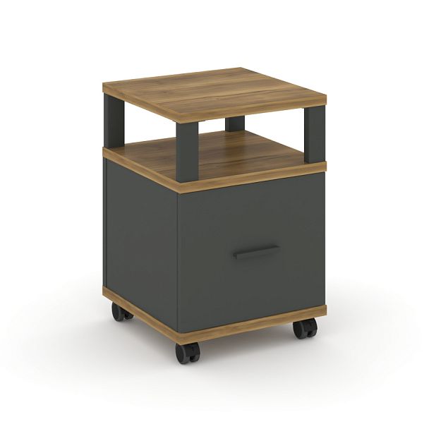 Concept Тумба мобильная 1 распаш. фасад с надставкой CN.TUM-008 A Сандал Янтарный/Антрацит/Металл Антрацит 420*420*615 - Вид 1