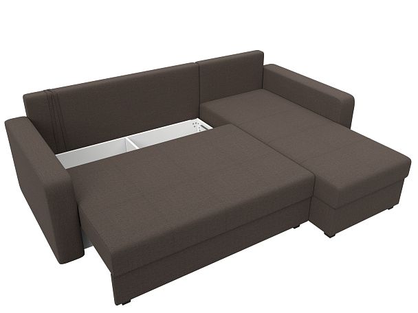 Диван угловой Ливерпуль Лайт правый угол Рогожка коричневый - Вид 7