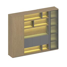 Шкаф комбинированный ION левый с подсветкой ИН 332 ГР - Фото предпросмотра