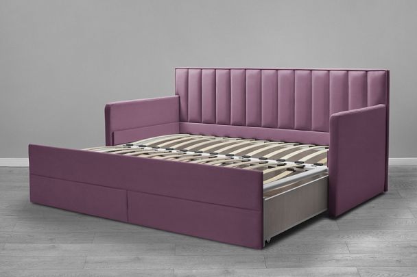 Кровать «Порше» с 2-мя боковинами и доп. спальным местом, розовая - Вид 3