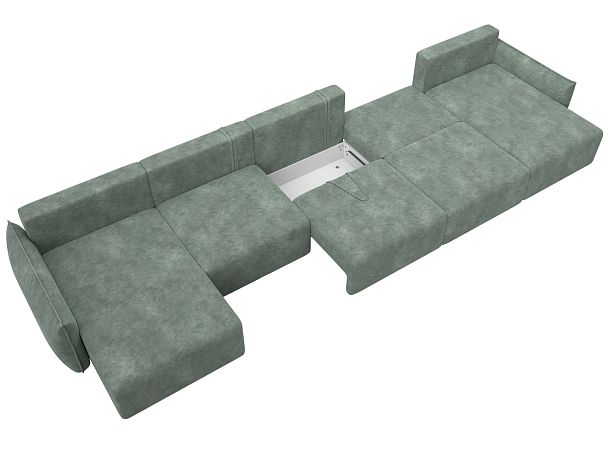 Диван п-образный Лига-051 НПБ МегаЛонг Велюр зеленый - Вид 8