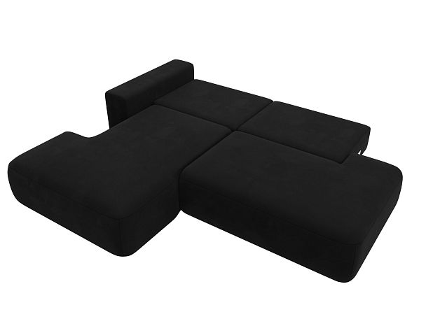 Диван угловой Лига-036 Модерн левый угол Микровельвет черный - Вид 7