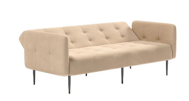 Monaco диван-кровать прямой с подлокотниками, трехместный, велюр бежевый Velutto 04 - Вид 4