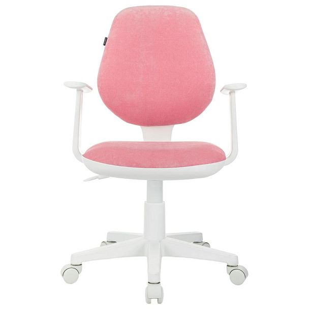 Кресло детское BRABIX "Fancy MG-201W", с подлокотниками, пластик белый, ткань вельветовая, розовое, 533009 - Вид 4