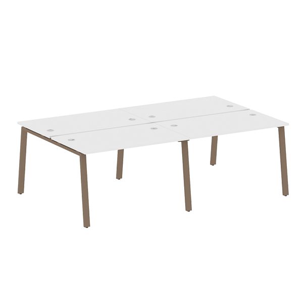 Metal System Р. ст. на 4 раб. места на А-образном м/к БА.СМ-4.2 Белый/Мокко металл 2400*1475*750 - Вид 1