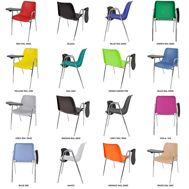 Стул Vicenza (4 ножки с подлокотниками + столик TLT), каркас хром, оранжевый, РП+ИК - Вид 5