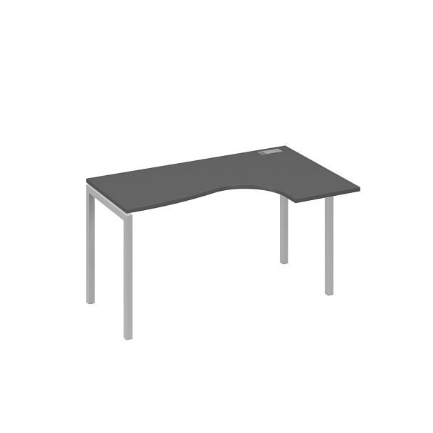 Стол эргономичный правый "Классика" на металлокаркасе DUE A4 А4 Б2 034 БП антрацит премиум / металлокаркас серый - Вид 1