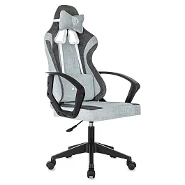 Кресло компьютерное BRABIX "Forcer GM-127", 2 подушки, ткань, серое/светло-голубое, 533214 - Фото предпросмотра