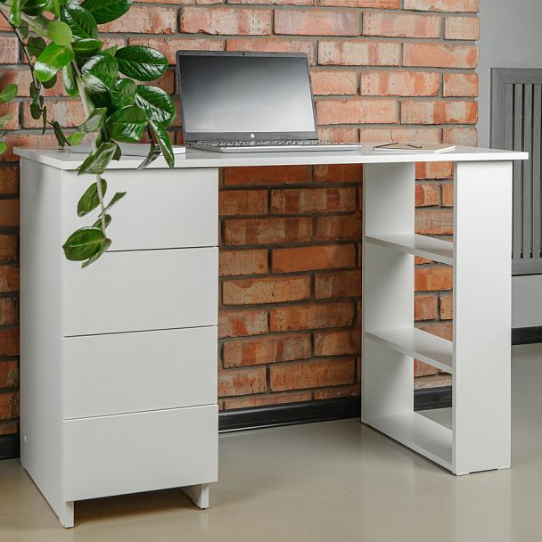 Стол письменный/компьютерный BRABIX "Scandi CD-016", 1100х500х750 мм, 4 ящика, белый, 641891, ЦБ013707-1 - Вид 1