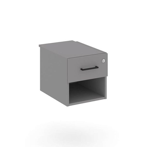 Стайл Проджект Тумба с одной открытой нишей и одним ящиком SN.TP-043 Серый Пепел/Черный Ручки 343*60 - Вид 1