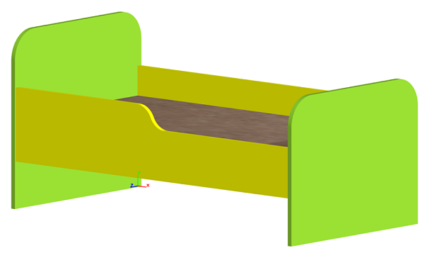Кровать детская с бортом КРД-05, 1200 мягкий квадрат - Вид 1