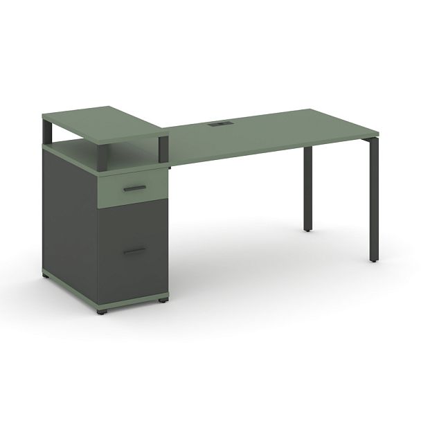 Concept Стол рабочий с 1 опорной тумбой CN.SP-414 W Кобо/Антрацит/Металл Антрацит 1600*720*917 - Вид 1