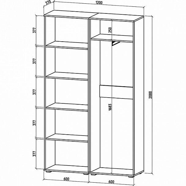 Шкаф платяной Тунис-7 - Вид 2