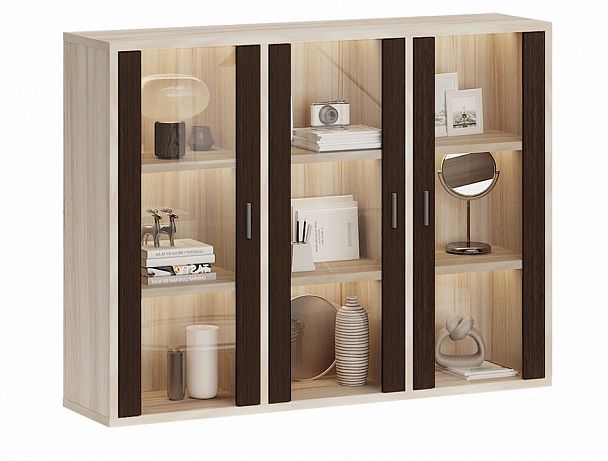 Тумба-витрина Домино СУ(ш3в1)+3ФС Венге/Карамель - Вид 2