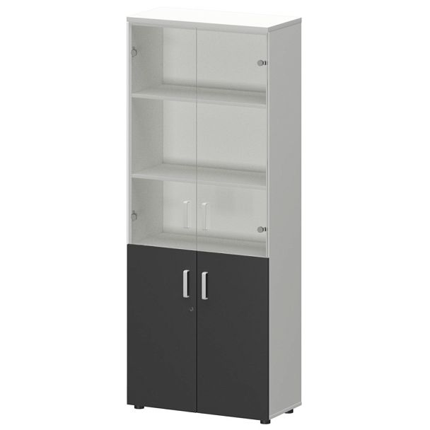 Шкаф СМШ-58Д2С Тип1 Белый/Графит 792x380x1990 Смарт - Вид 1