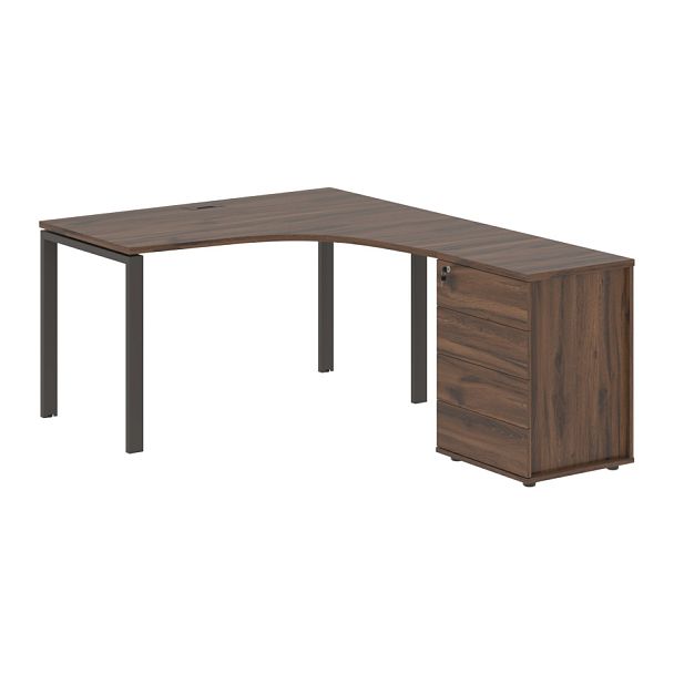 Стол эргономичный с тумбой EUCET 1318(R) Дуб Денвер тёмный/Мокко 1360х1880х750 EDIS - Вид 1