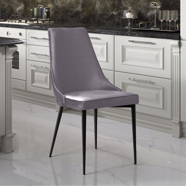 Стул Oliver, бархат светло-серый 26/ чёрный конус - Вид 8