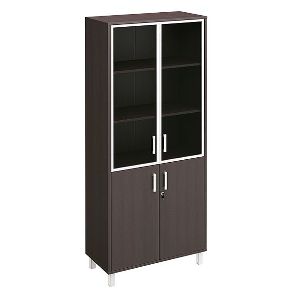 Шкаф для документов двери стекло в рамке + ДСП с замком Борн В 430-822-1 дуб шамони - Вид 3