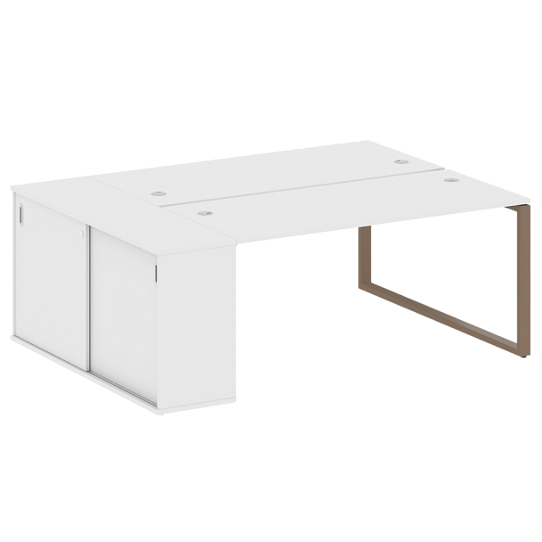 Metal System Р. ст. с шкафом-купе на О-образном м/к БО.РС-СШК-1.4 Т Белый/Мокко металл 2010*1475*750 - Вид 1