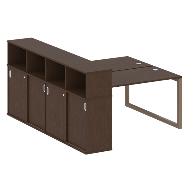 Metal System Quattro Р. ст. с шкафом-купе на О-образном м/к 50БО.РС-СШК-4.3 Т Венге/Мокко металл 1810*2332*1098 - Вид 1