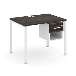 Concept Стол рабочий с подвесной тумбой 1 открытой нишей и одним ящ. CN.SP-117 W Дуб Мали/Белый Бриллиант/Металл Белый 980*720*750 - Фото предпросмотра