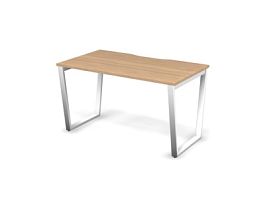 MATRIX 121S101-V Стол прямой, проводник вырезной (V-обр. опоры) 1380х780х775 Швейцарский вяз/Белый - Фото предпросмотра