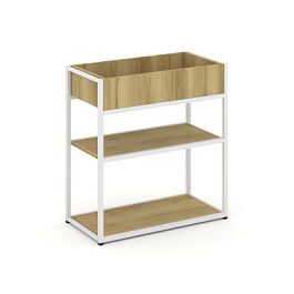 Rift Стеллаж Металл Антрацитический низкий приставной RF.STM-012 Дуб Винченцо/Металл Белый 696*350*750 - Фото предпросмотра