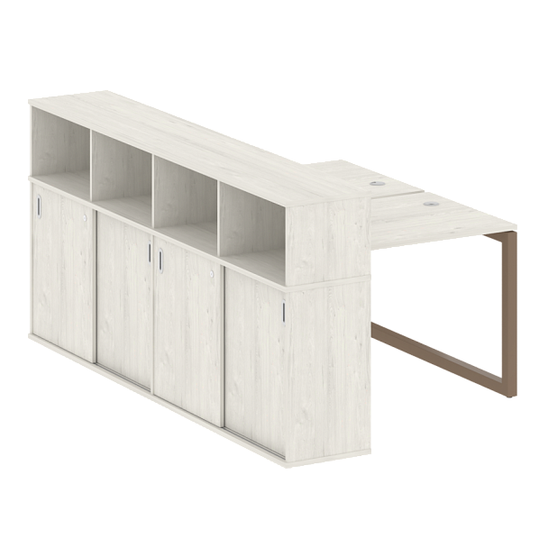 Metal System Quattro Р. ст. с шкафом-купе на О-образном м/к 50БО.РС-СШК-4.1 Т Дуб наварра/Мокко металл 1410*2332*1098 - Вид 1