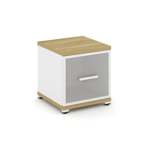 Concept Шкаф 1 узкая секция, 1 ниша CN.STU-113 RMW W Дуб Винченцо/Белый Бриллиант/Металл Белый/Сатин 420*420*450 - Вид 1