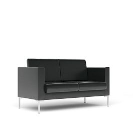 Диван 2-местный Берлин Бр. 004.01 экокожа черная CN1114 - Фото предпросмотра