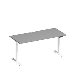 Стол письменный на электроприводе с вырезом Elevo А2 БГ 004.2 СЕ серый / белый гладкий - Фото предпросмотра