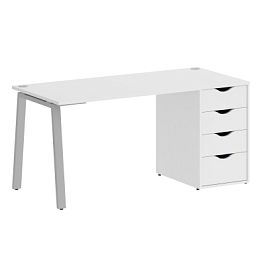 Home Office Стол письменный VR.SP-3-158.4.A Белый бриллиант/Серый металл 1580*720*750 - Фото предпросмотра