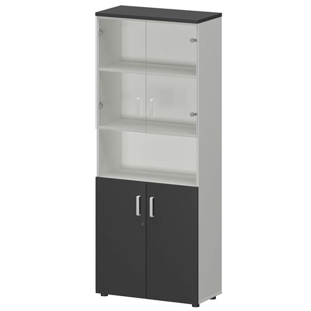 Шкаф СМШ-58Д2С2 Тип2 Белый/Графит 792x380x1990 Смарт - Вид 1