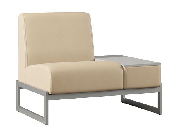 Диван Everprof Solo одноместный со столиком слева Металл Серый Экокожа Бежевый ЛДСП Серый - Вид 1