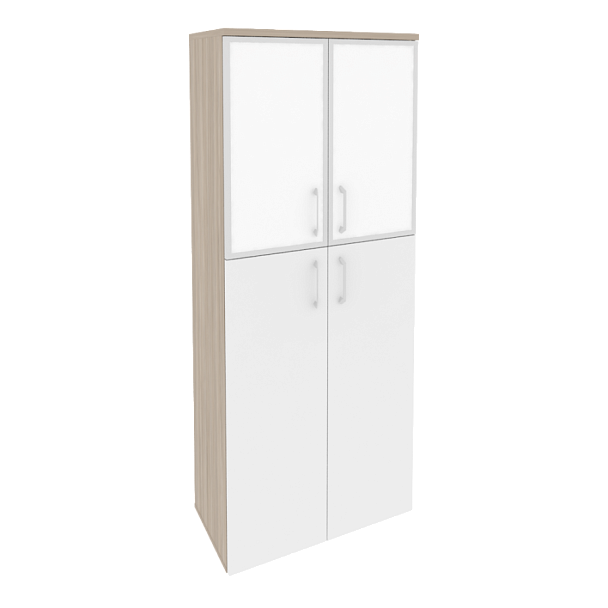 Onix Шкаф высокий широкий O.ST-1.7 R white Дуб аттик/Белый бриллиант/Стекло white 800*420*1977 - Вид 1