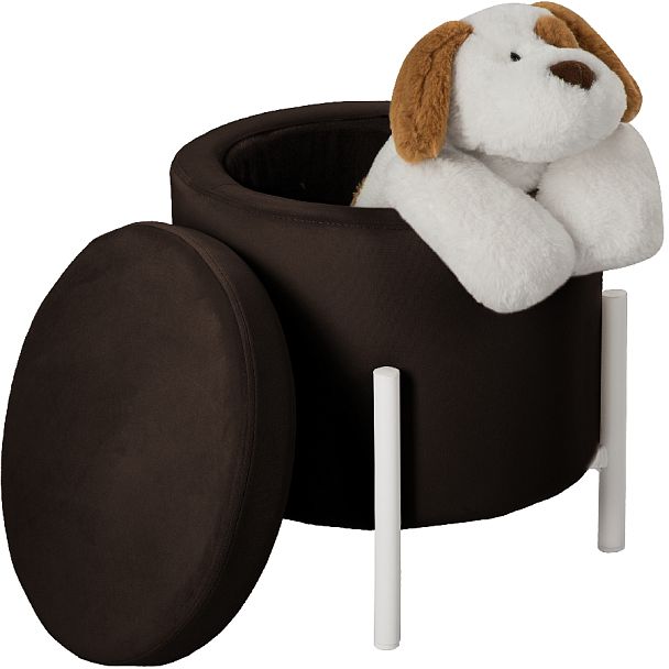 Пуф Кен с местом для хранения Коричневый велюр Confetti coffee/белый - Вид 3